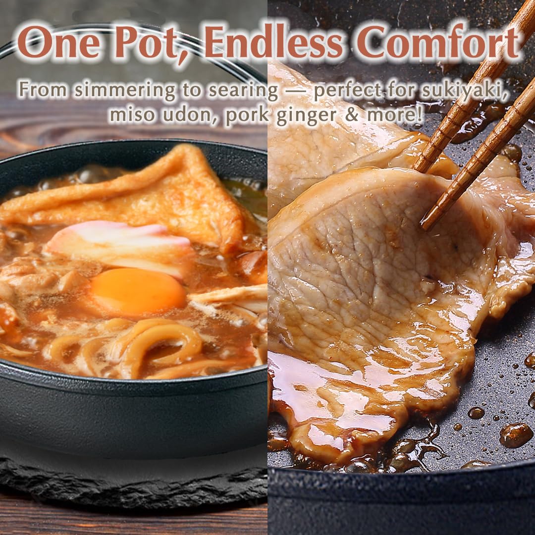 Amazon.com: TIKUSAN Japanese Cast Iron Hot Pot Sukiyaki Nabe